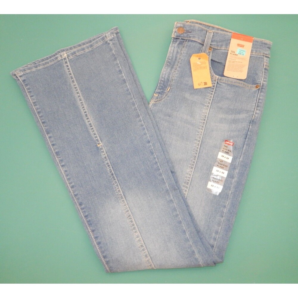 NWT Levi's 726 Flare Jeans Women's 32x32 Blue Denim Stretch High Rise SLIM FIT